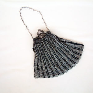 black and white flapper purse, art deco 1920, Beaded antique purse